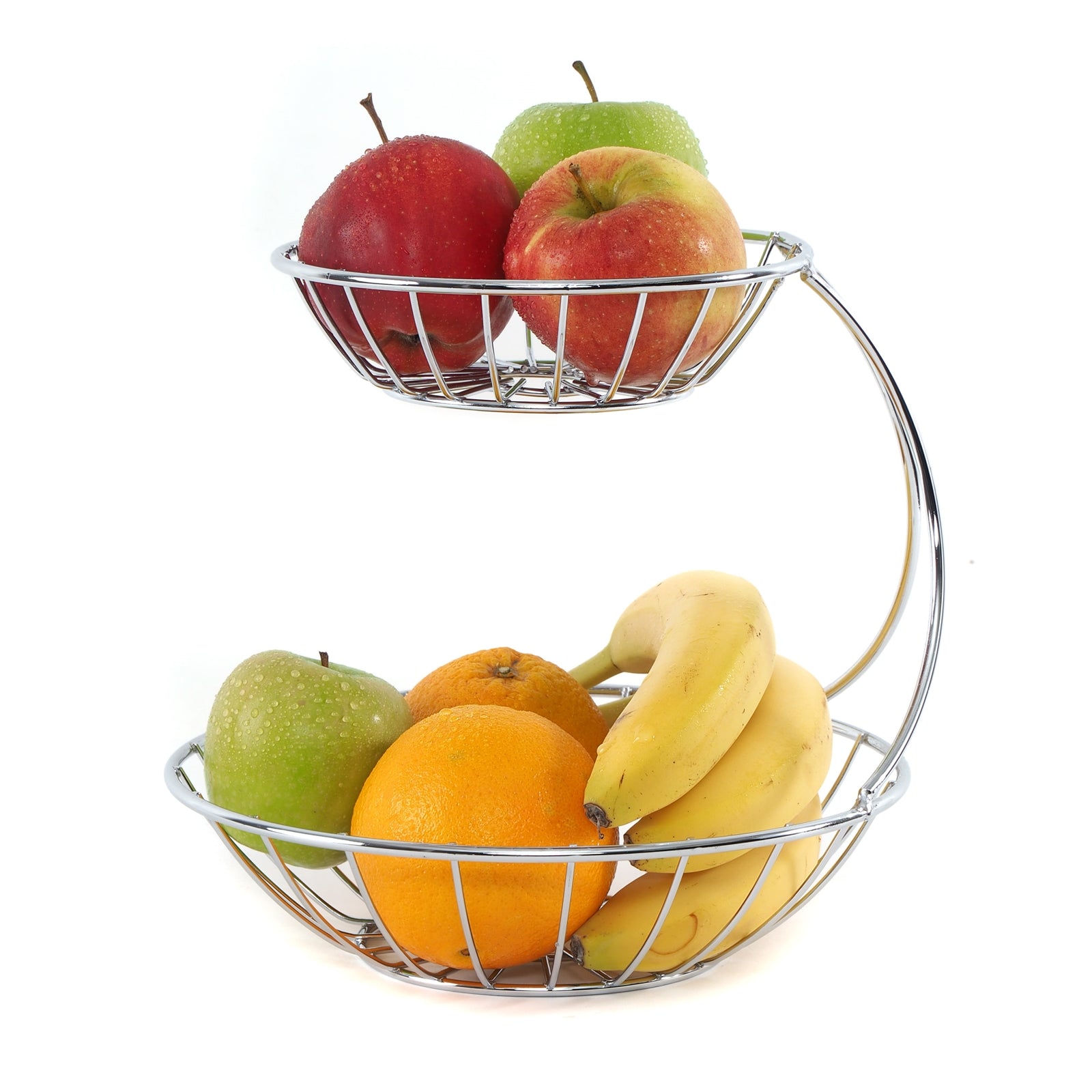 DOPPEL OBSTKORB "STAGE" | Eisen verchromt | Etagere