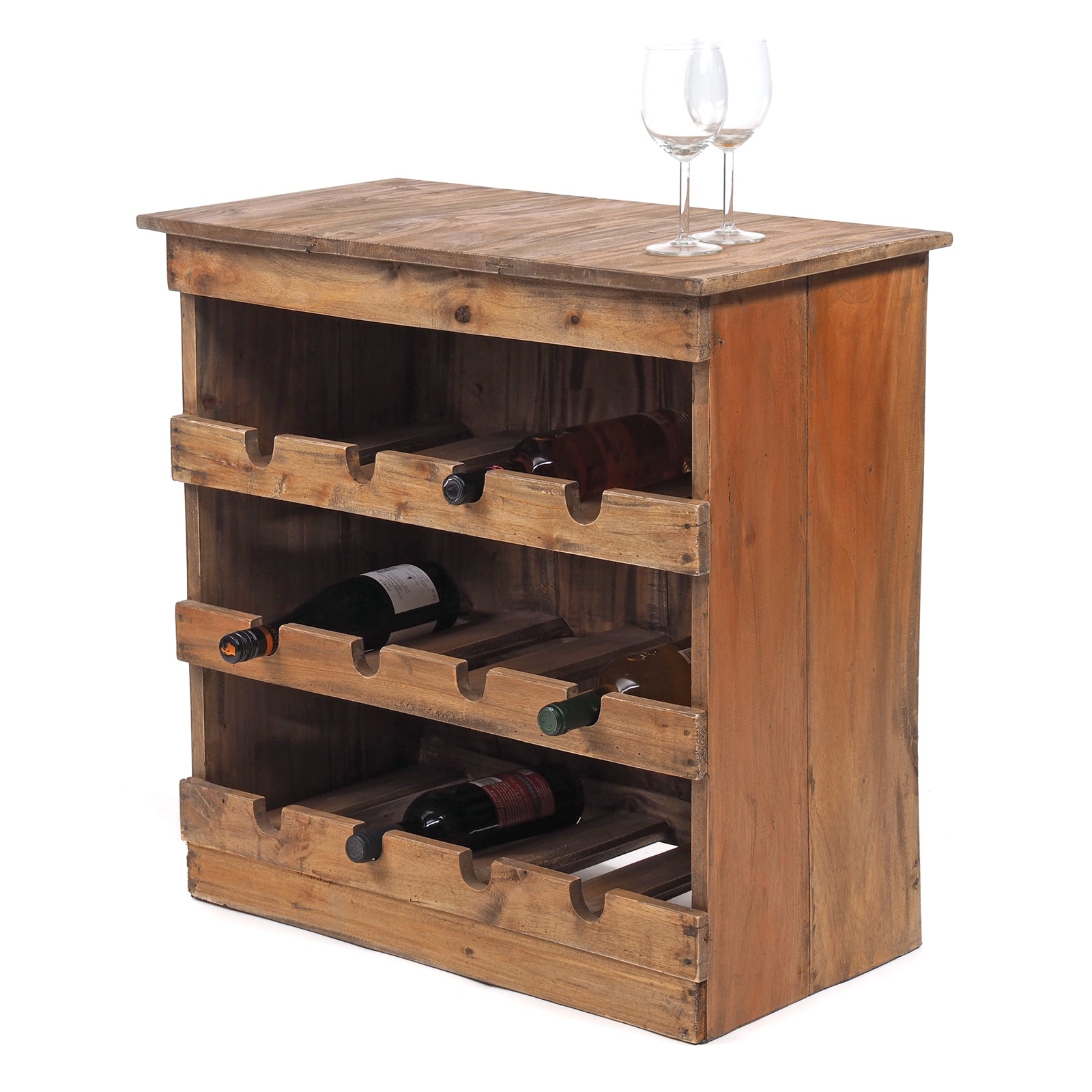 WEINREGAL "RUSTIQUE" | Mahagoni, 70x70x38cm (HxBxT)