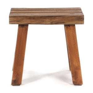 SITZHOCKER "RUSTIC" | 41x42x24cm (HxBxT), Teak | Holzhocker