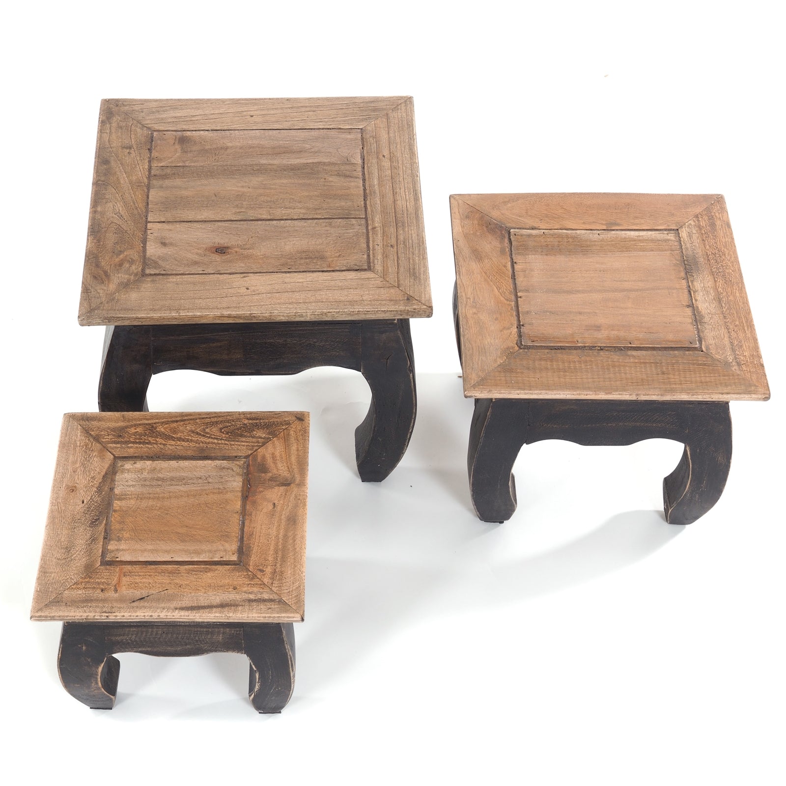 3ER OPIUMTISCH SET "SHISHA" | natur schwarz | Beistelltisch