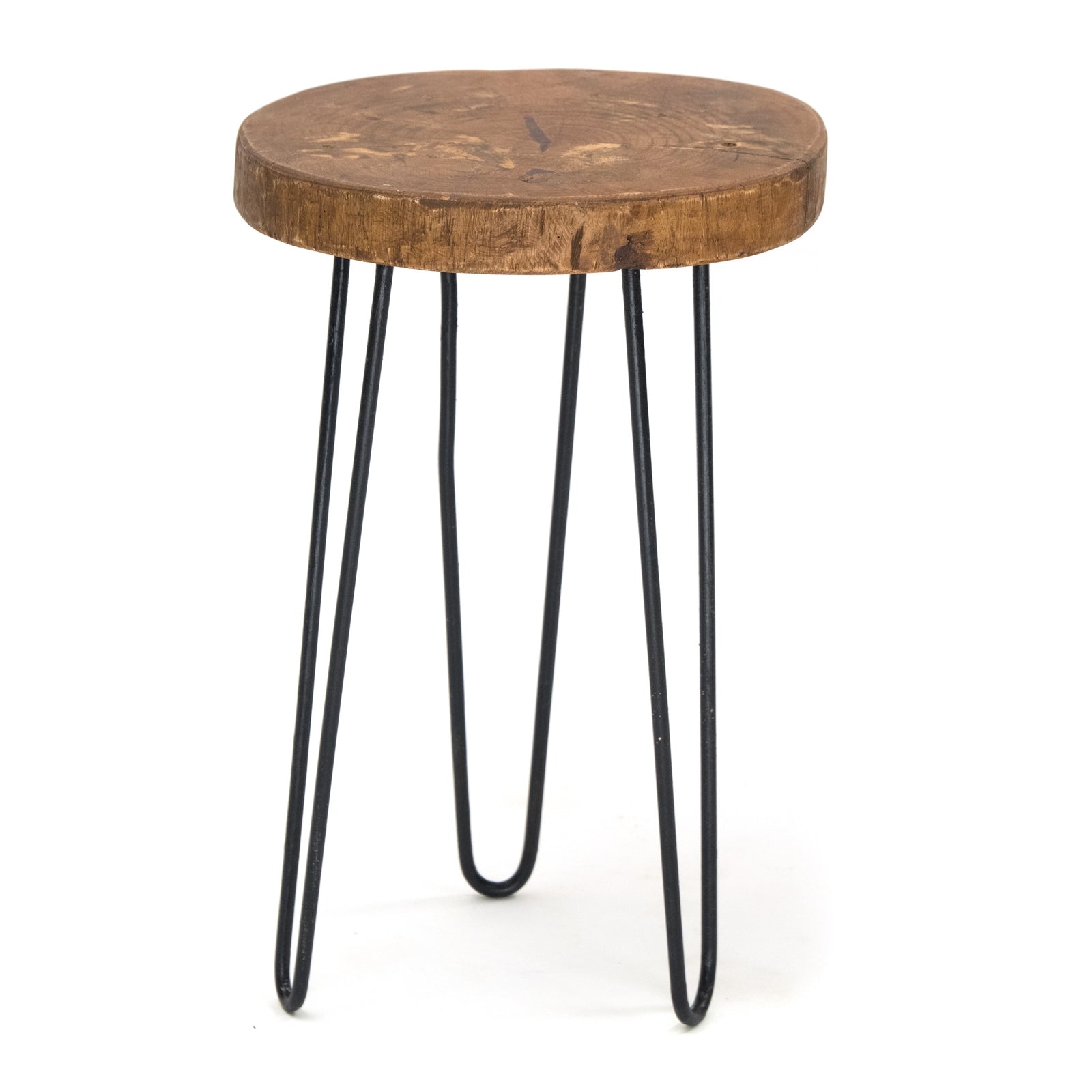 BEISTELLTISCH "BAUMSCHEIBE" | Holz, Metall, Ø 34 cm | Couchtisch