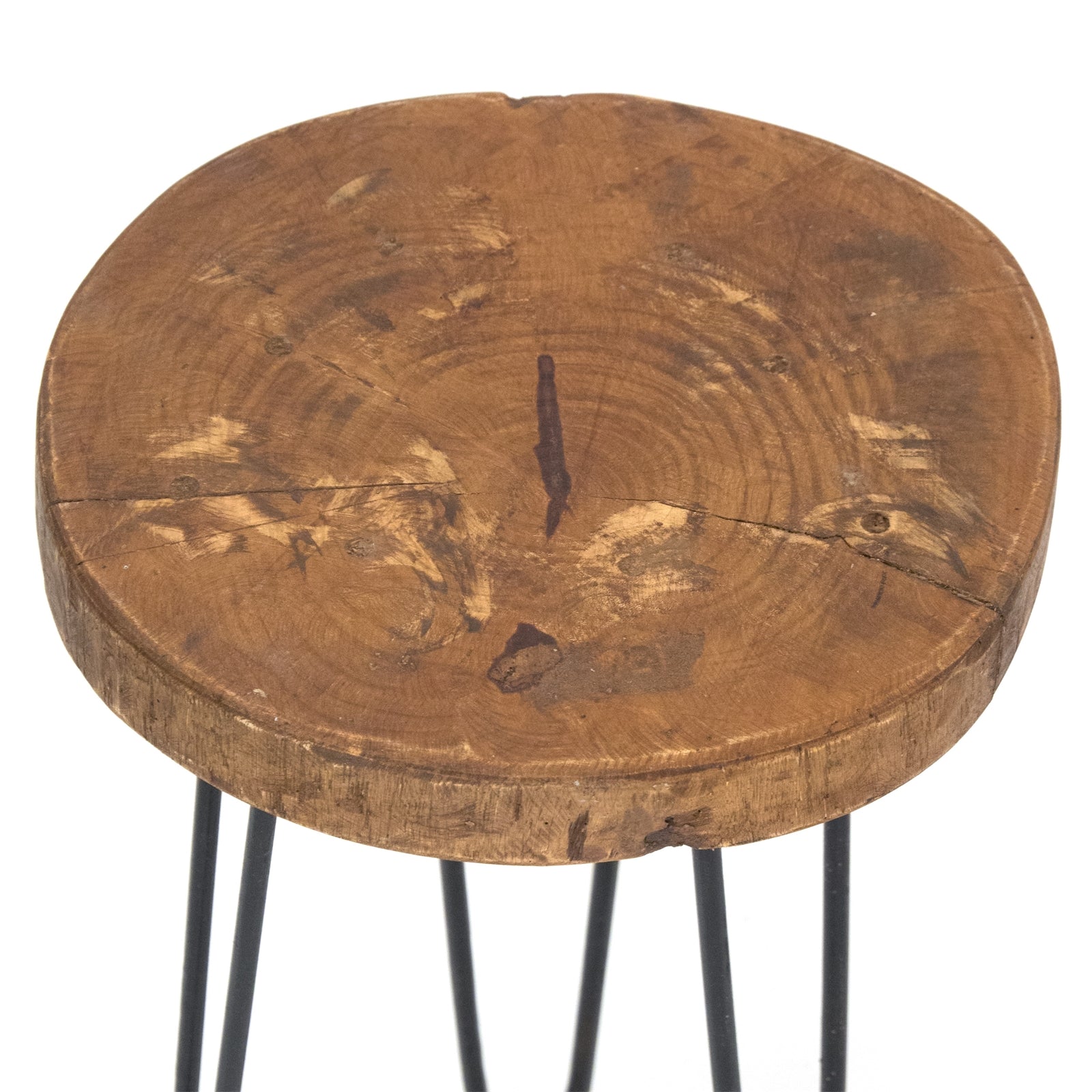 BEISTELLTISCH "BAUMSCHEIBE" | Holz, Metall, Ø 34 cm | Couchtisch