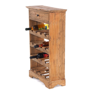 WEINREGAL CORTEZ | 85x55cm(HxB) Flaschenregal aus Holz mit Schublade