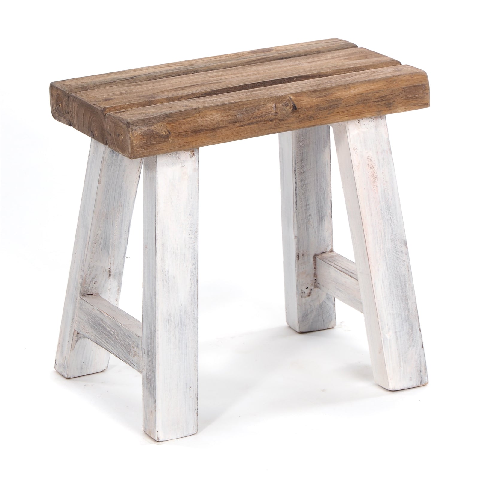 SITZHOCKER "RUSTIC" | 41x42x24cm (HxBxT), Teak | Holzhocker