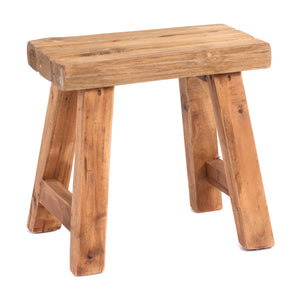 SITZHOCKER "RUSTIC" | 41x42x24cm (HxBxT), Teak | Holzhocker