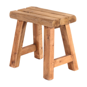 SITZHOCKER "RUSTIC" | 41x42x24cm (HxBxT), Teak | Holzhocker