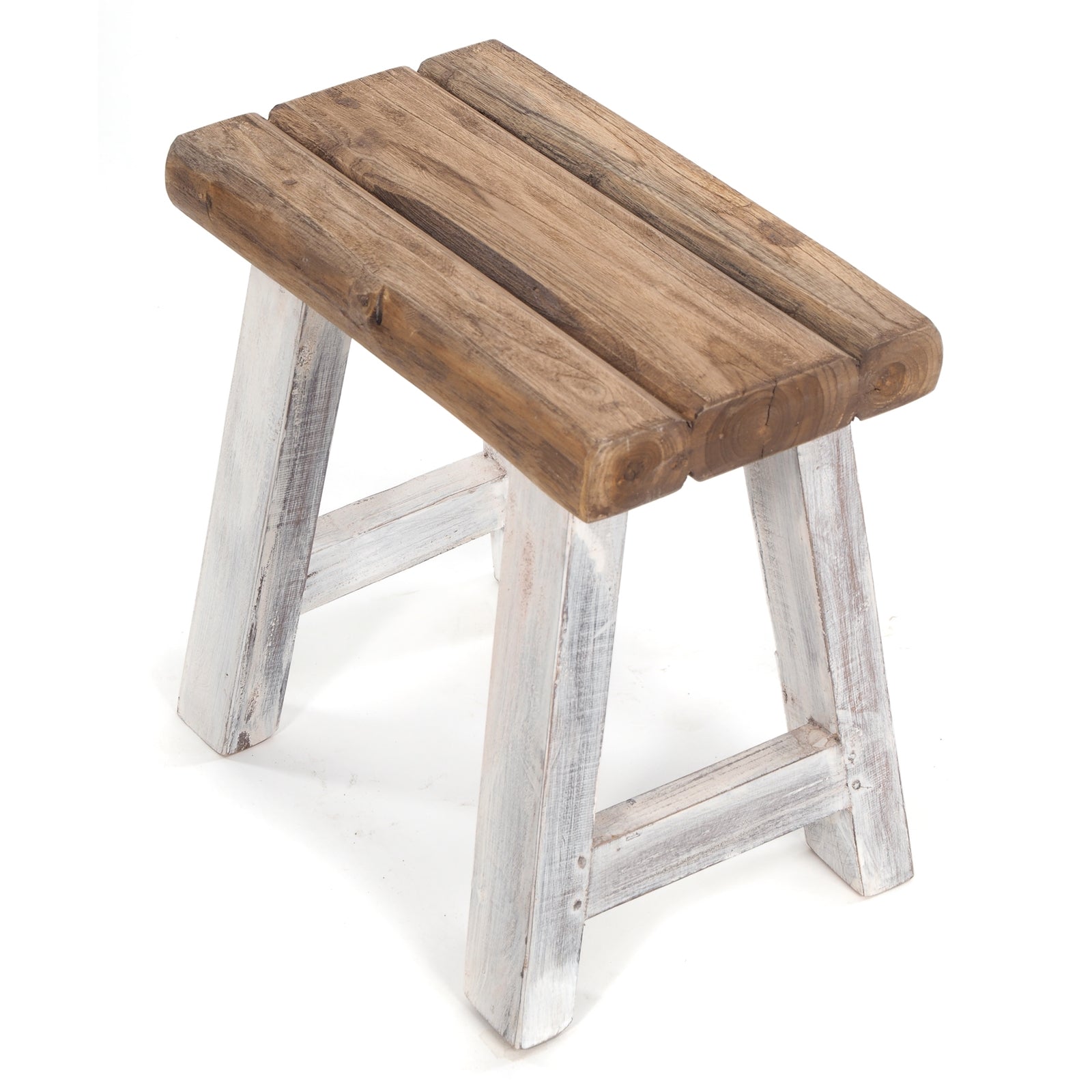 SITZHOCKER "RUSTIC" | 41x42x24cm (HxBxT), Teak | Holzhocker