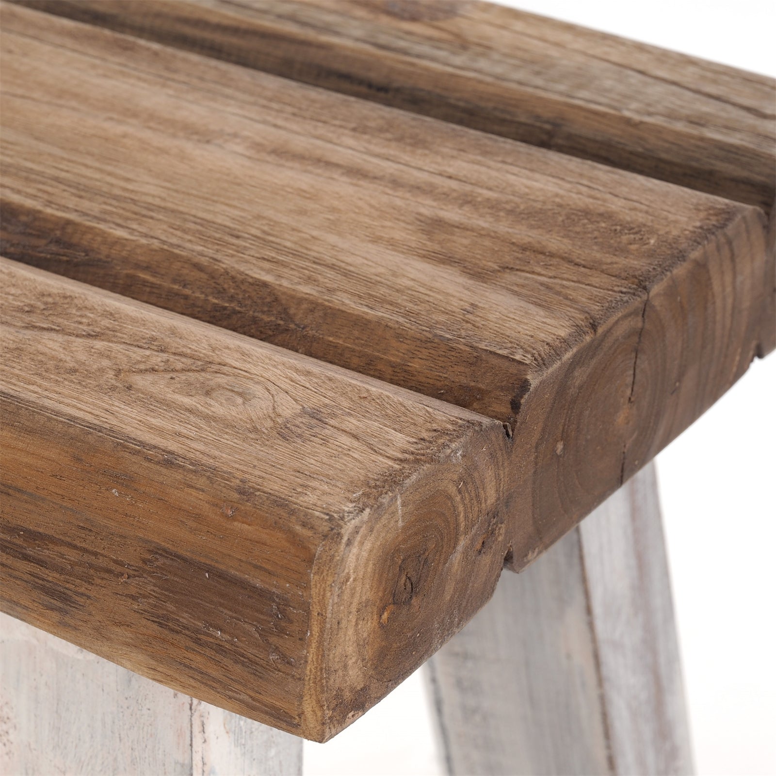 SITZHOCKER "RUSTIC" | 41x42x24cm (HxBxT), Teak | Holzhocker