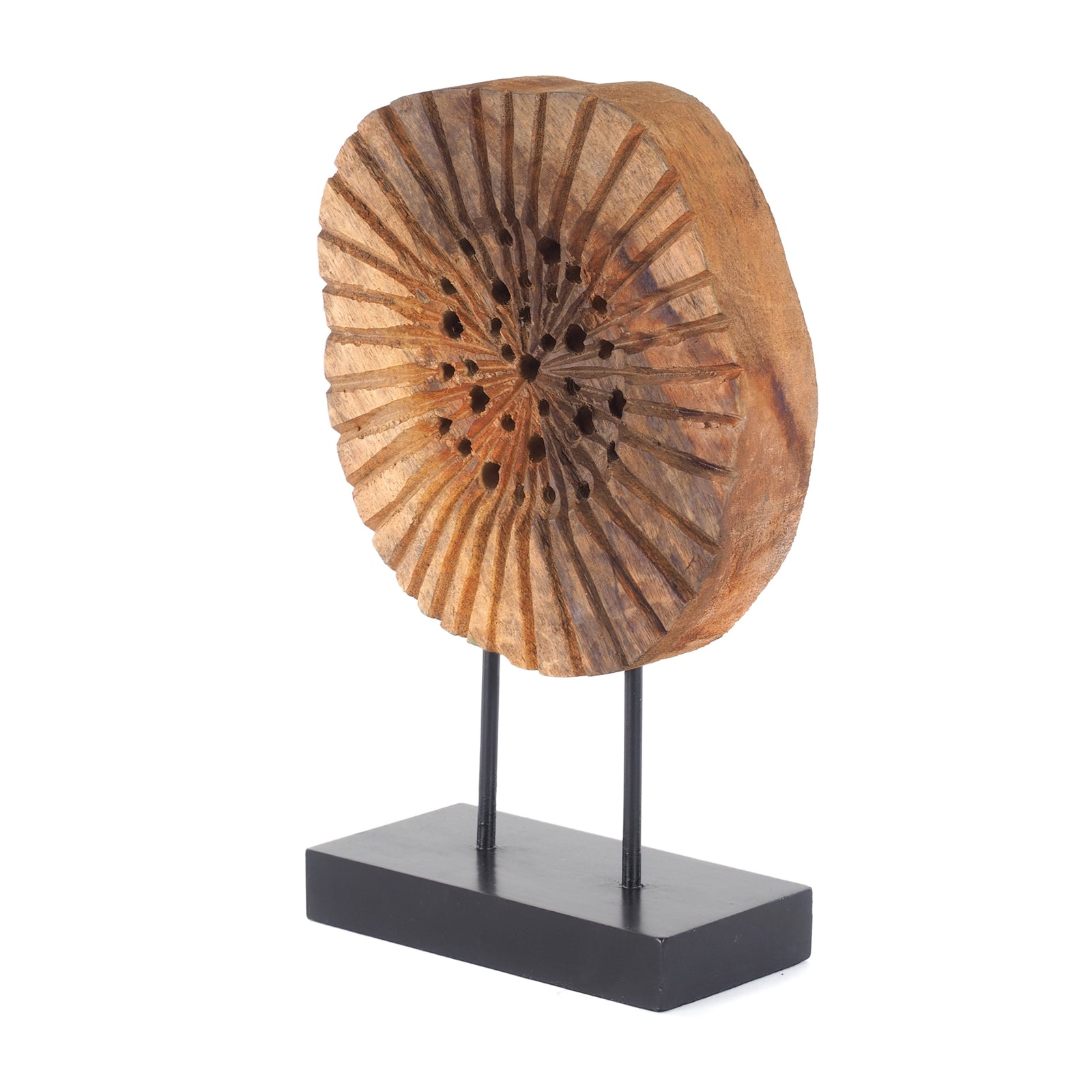 HOLZ SKULPTUR "RAD DER ZEIT" | 38x34 cm, Mango Holz | Dekofigur