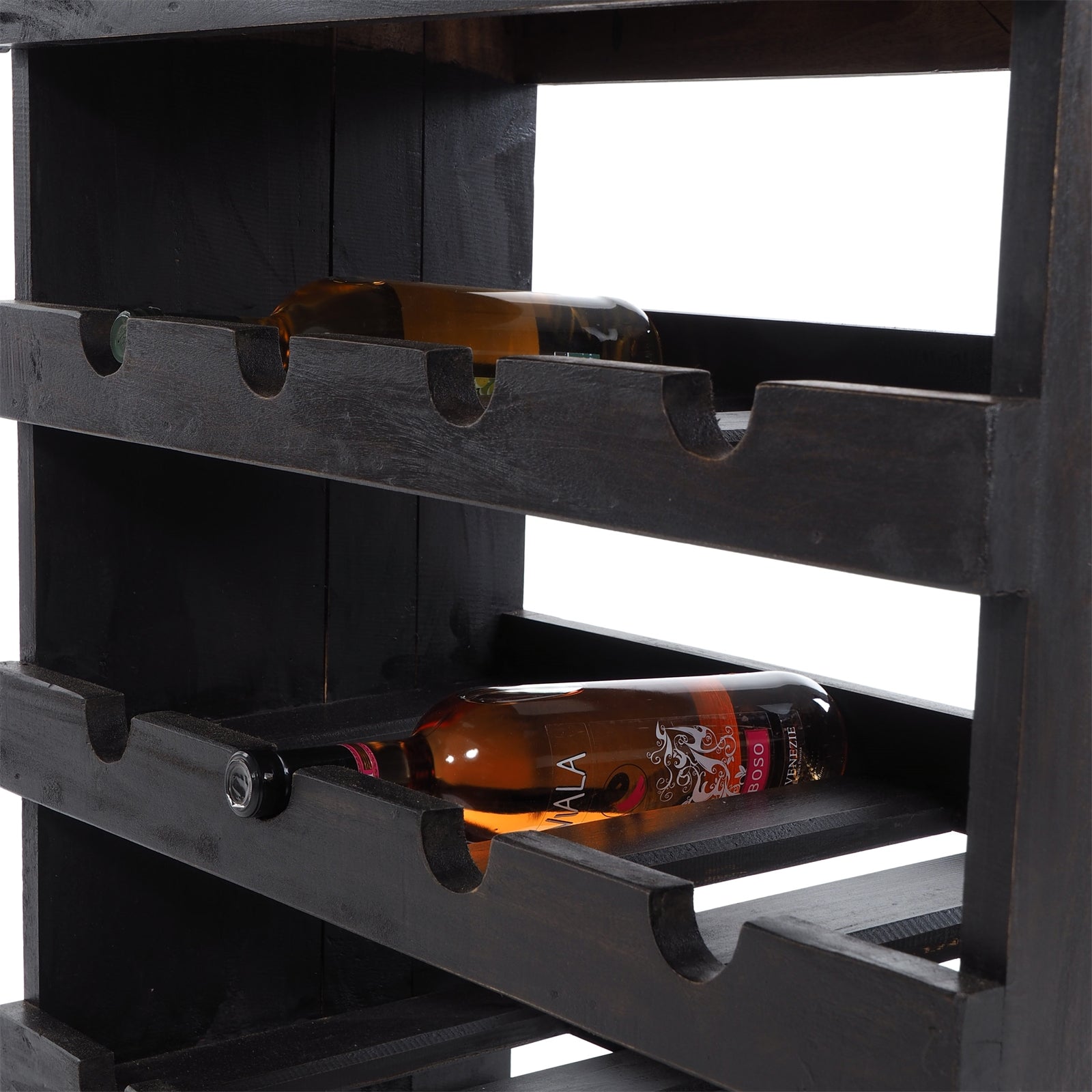 WEINREGAL "MASIVO" | Mahagoni, 70 cm | Holz Flaschenhalter mit Ablage