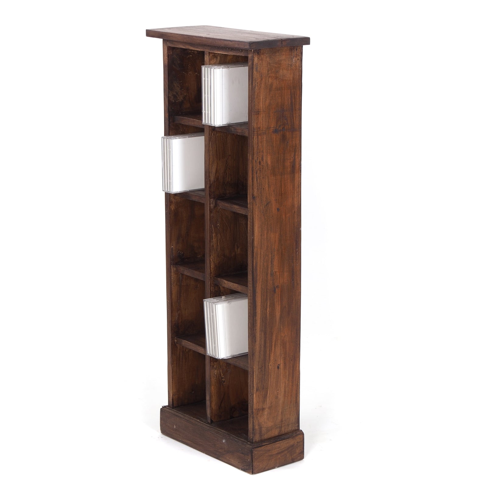 RUSTIKALES CD & BÜCHERREGAL NATURE | 94x36cm(HxB) Holzregal 10 Fächer