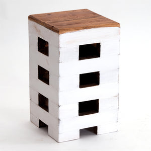 SITZHOCKER "BRICK" | 48x29cm (HxB), Mahagoni | Holzhocker