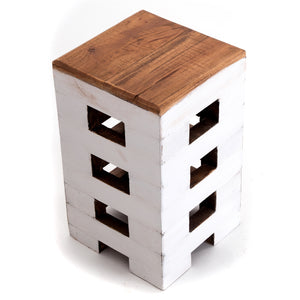 SITZHOCKER "BRICK" | 48x29cm (HxB), Mahagoni | Holzhocker