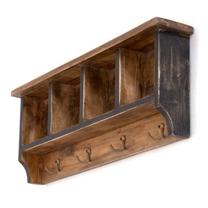 RUSTIKALE WANDGARDEROBE mit Fächern "VINTAGE 70" | 70x27x11cm(BxHxT)