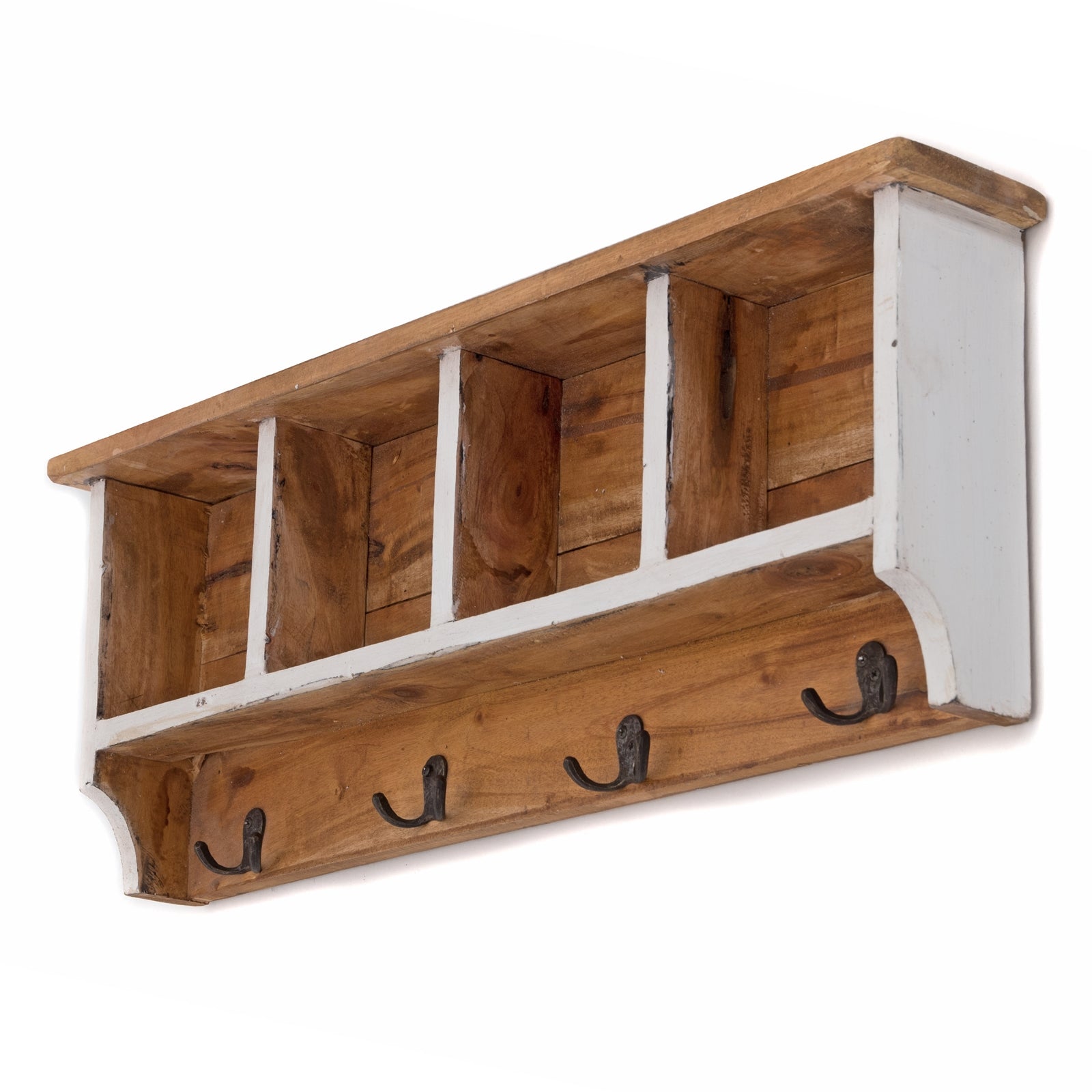 RUSTIKALE WANDGARDEROBE mit Fächern "VINTAGE 70" | 70x27x11cm(BxHxT)
