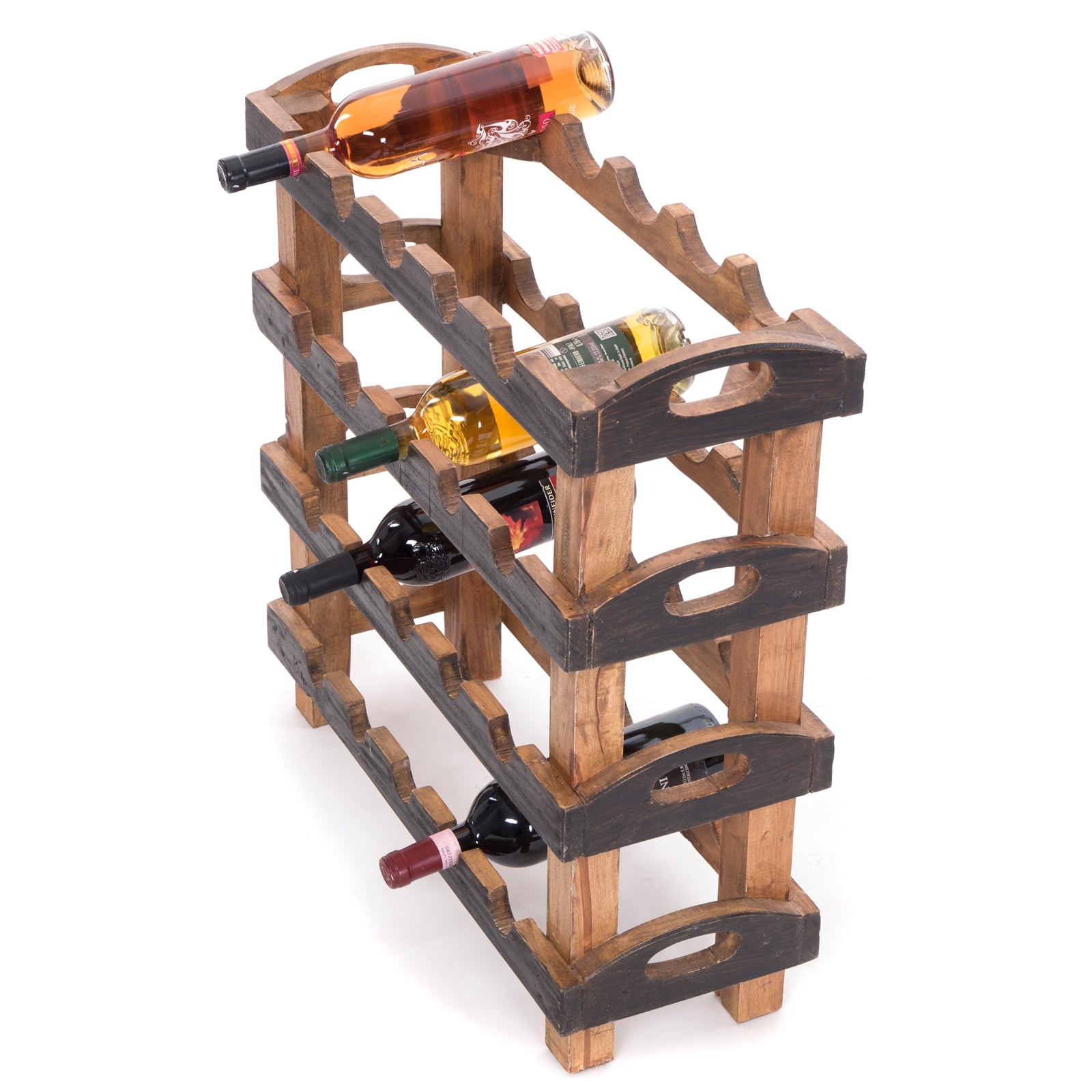 WEINREGAL "RUSTIC" | 66x61x24cm(HxBxT), Mahagoni | Flaschenhalter