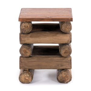 HOCKER "BLOCK 38" | 30x30x39cm (BxTxH), Altholz Teak | Sitzhocker