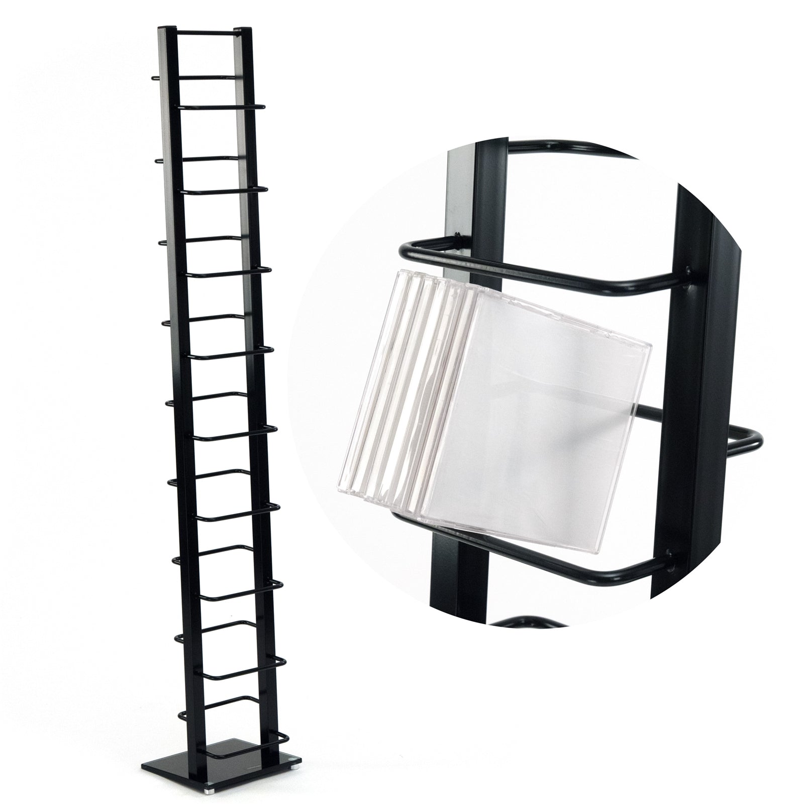cd aufbewahrung metall DESIGN CD STÄNDER "TOWER" | 138 cm, Metall | für 126 CDs | Farbe: schw