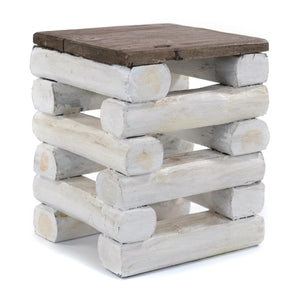 HOCKER "BLOCK 38" | 30x30x39cm (BxTxH), Altholz Teak | Sitzhocker