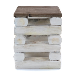 HOCKER "BLOCK 38" | 30x30x39cm (BxTxH), Altholz Teak | Sitzhocker