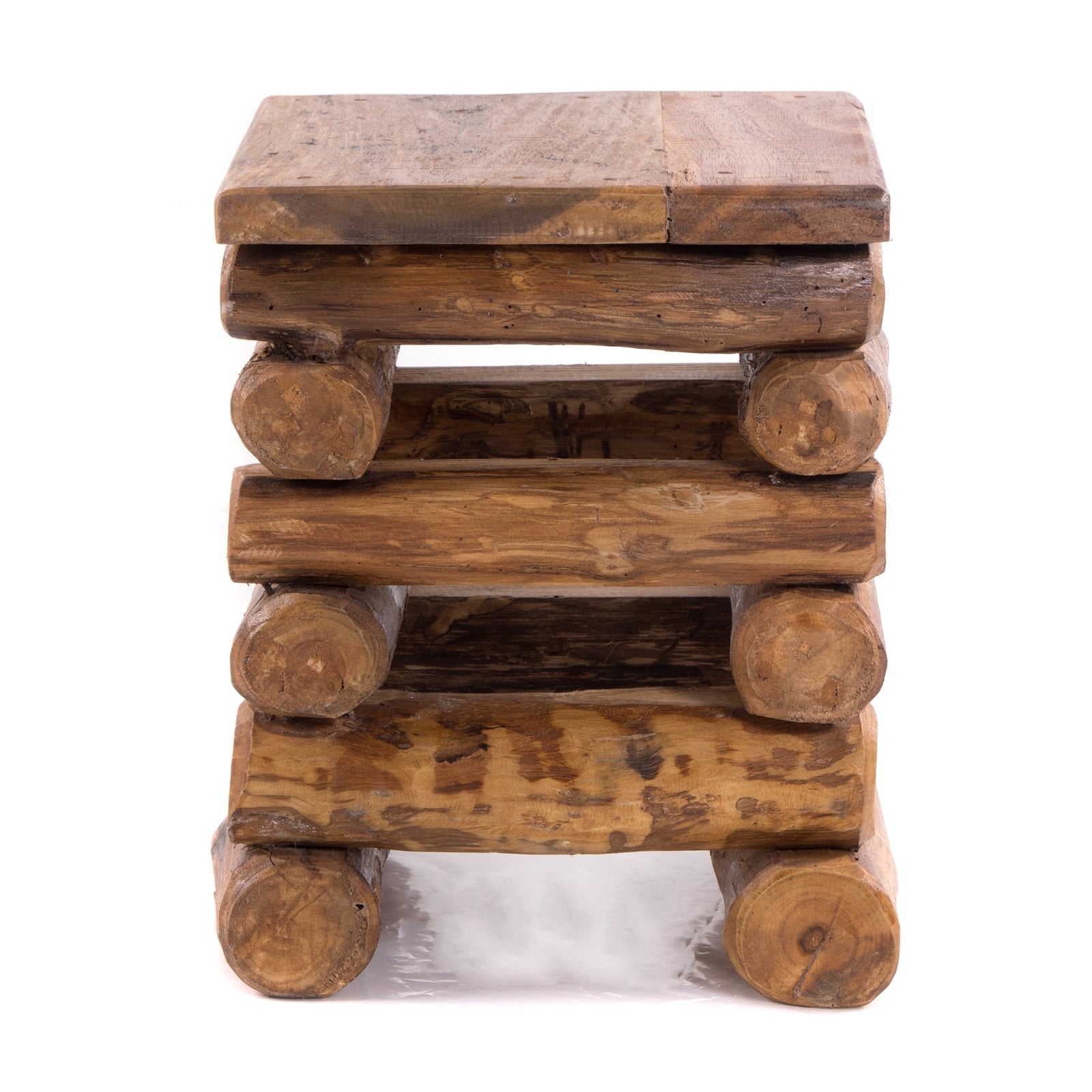 HOCKER "BLOCK 38" | 30x30x39cm (BxTxH), Altholz Teak | Sitzhocker