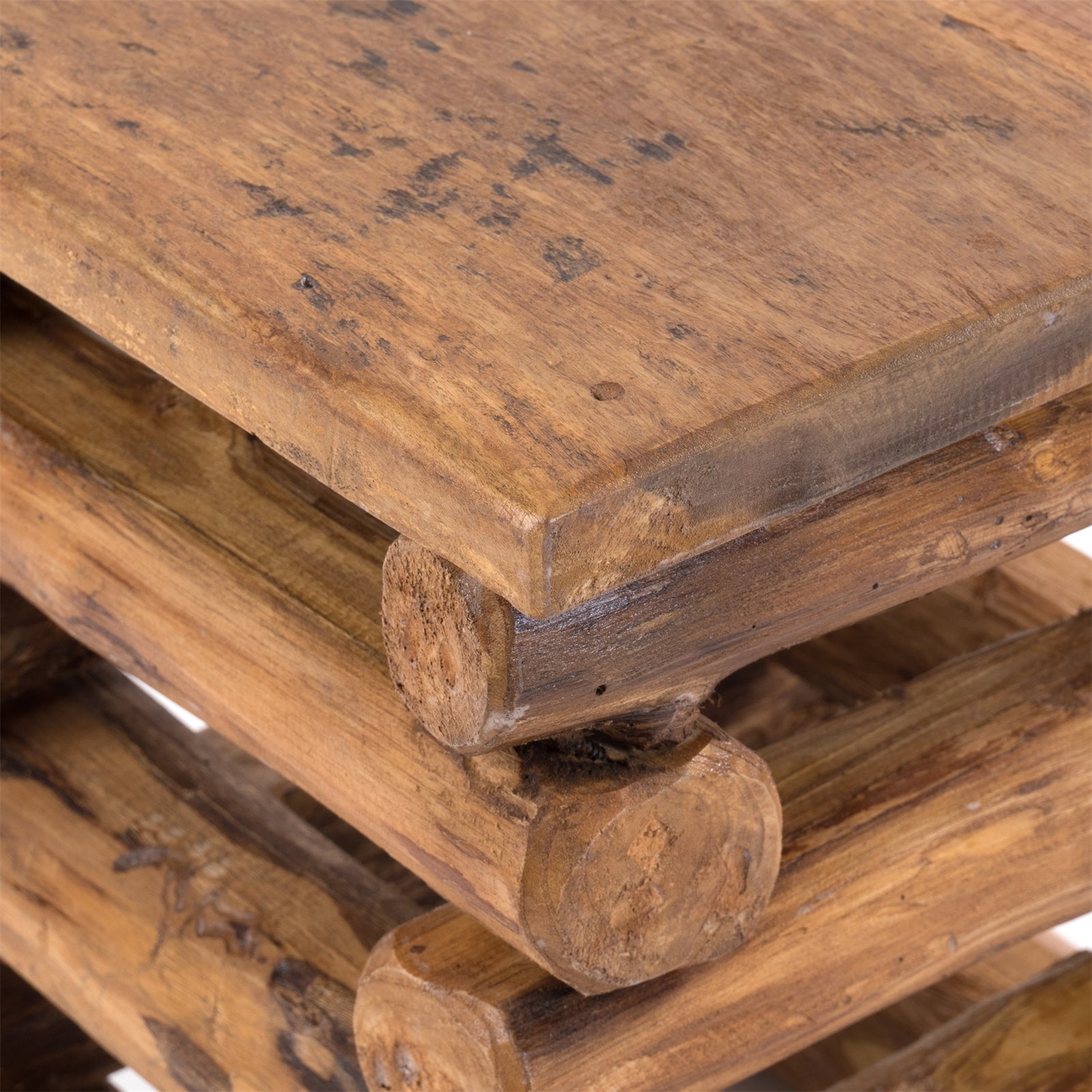 HOCKER "BLOCK 38" | 30x30x39cm (BxTxH), Altholz Teak | Sitzhocker