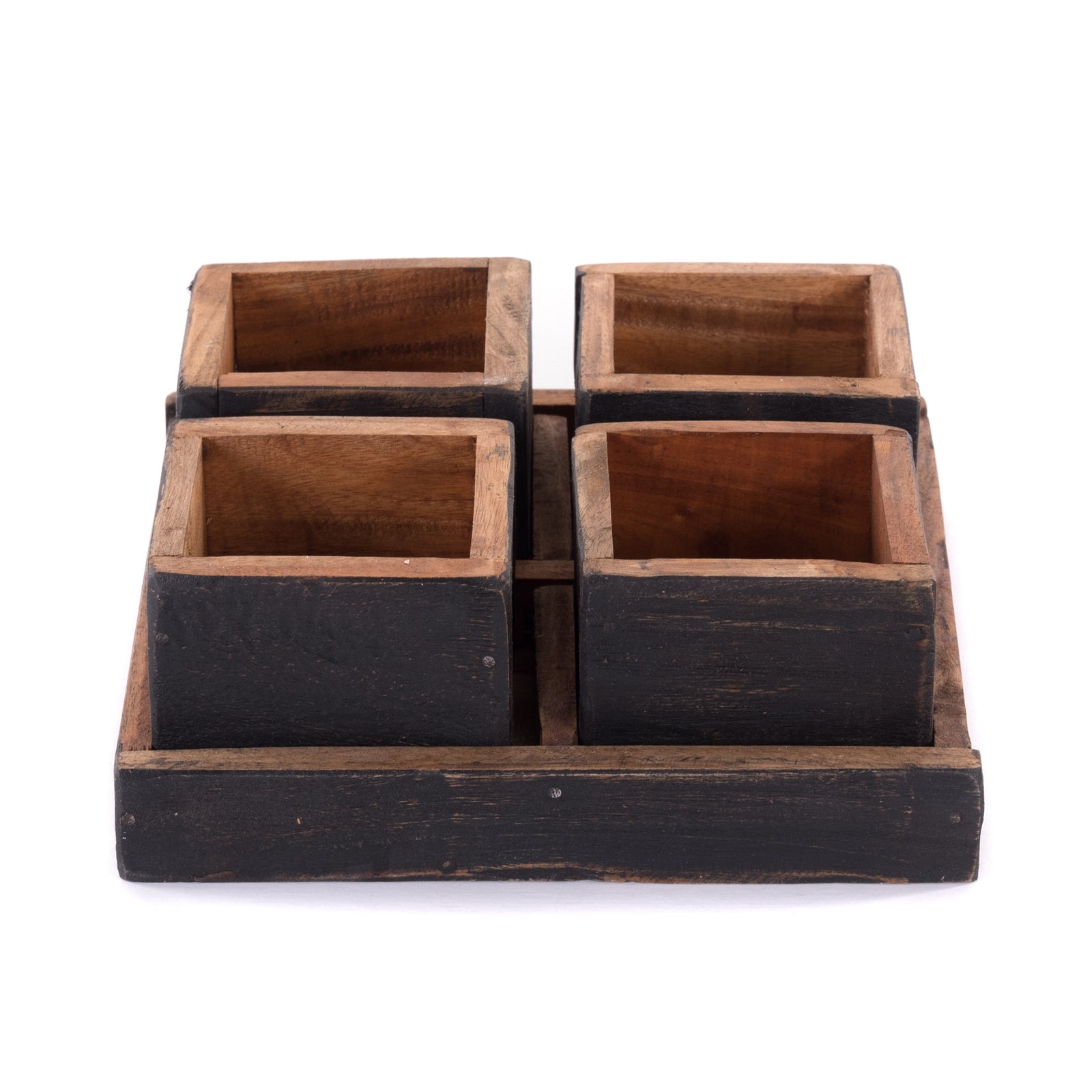 HOLZ AUFBEWAHRUNGSKISTEN "CUBO" | 24x9 cm (BxH), Mahagoni | Kistenset