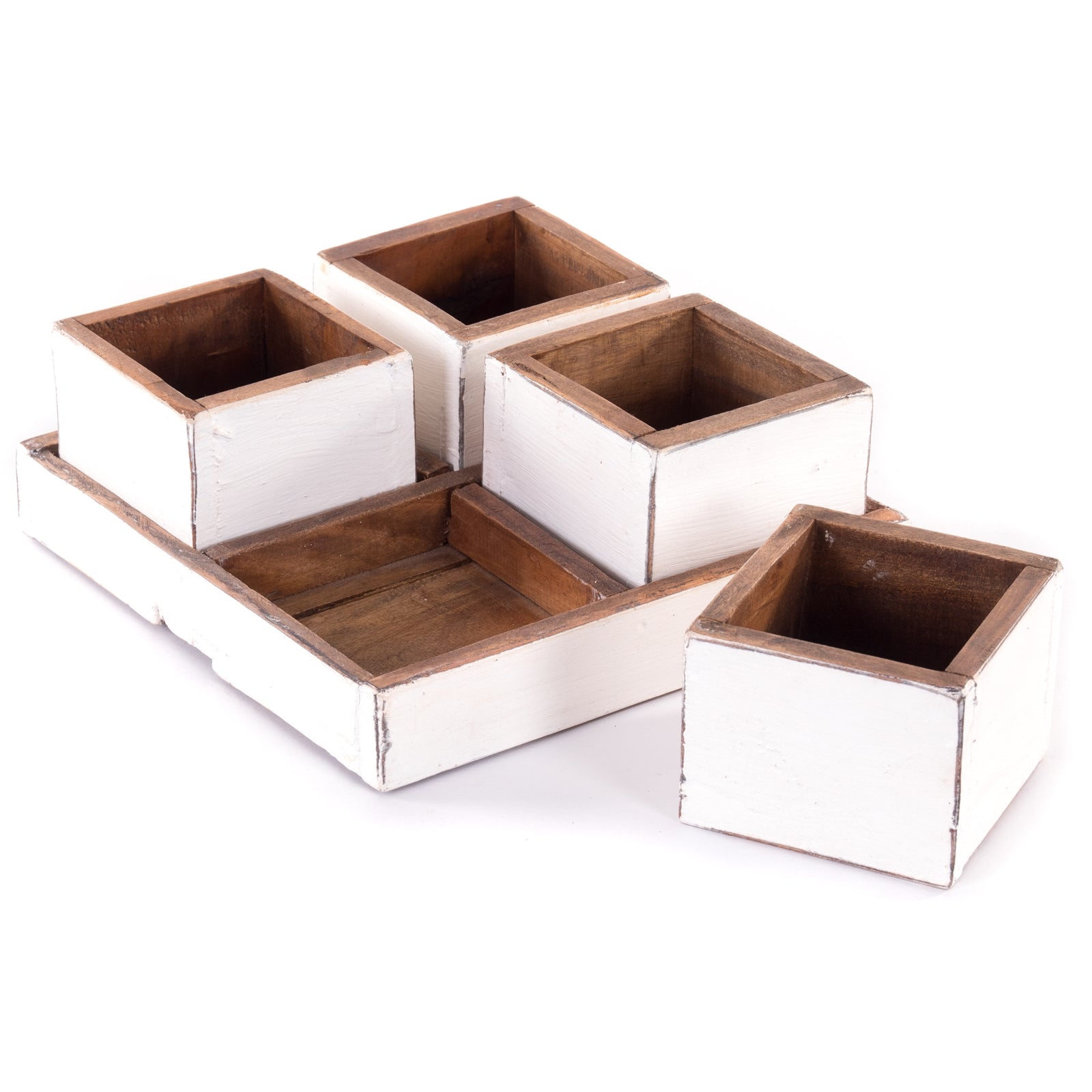 HOLZ AUFBEWAHRUNGSKISTEN "CUBO" | 24x9 cm (BxH), Mahagoni | Kistenset