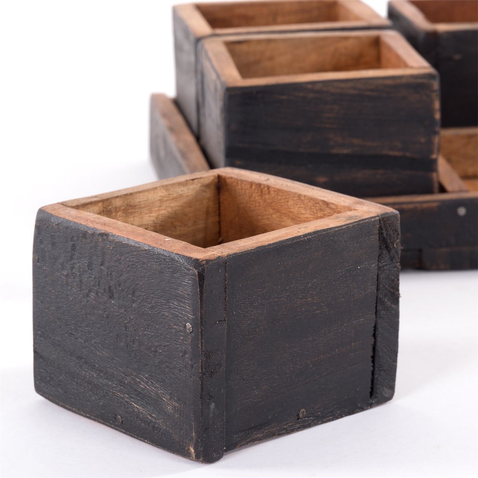 HOLZ AUFBEWAHRUNGSKISTEN "CUBO" | 24x9 cm (BxH), Mahagoni | Kistenset