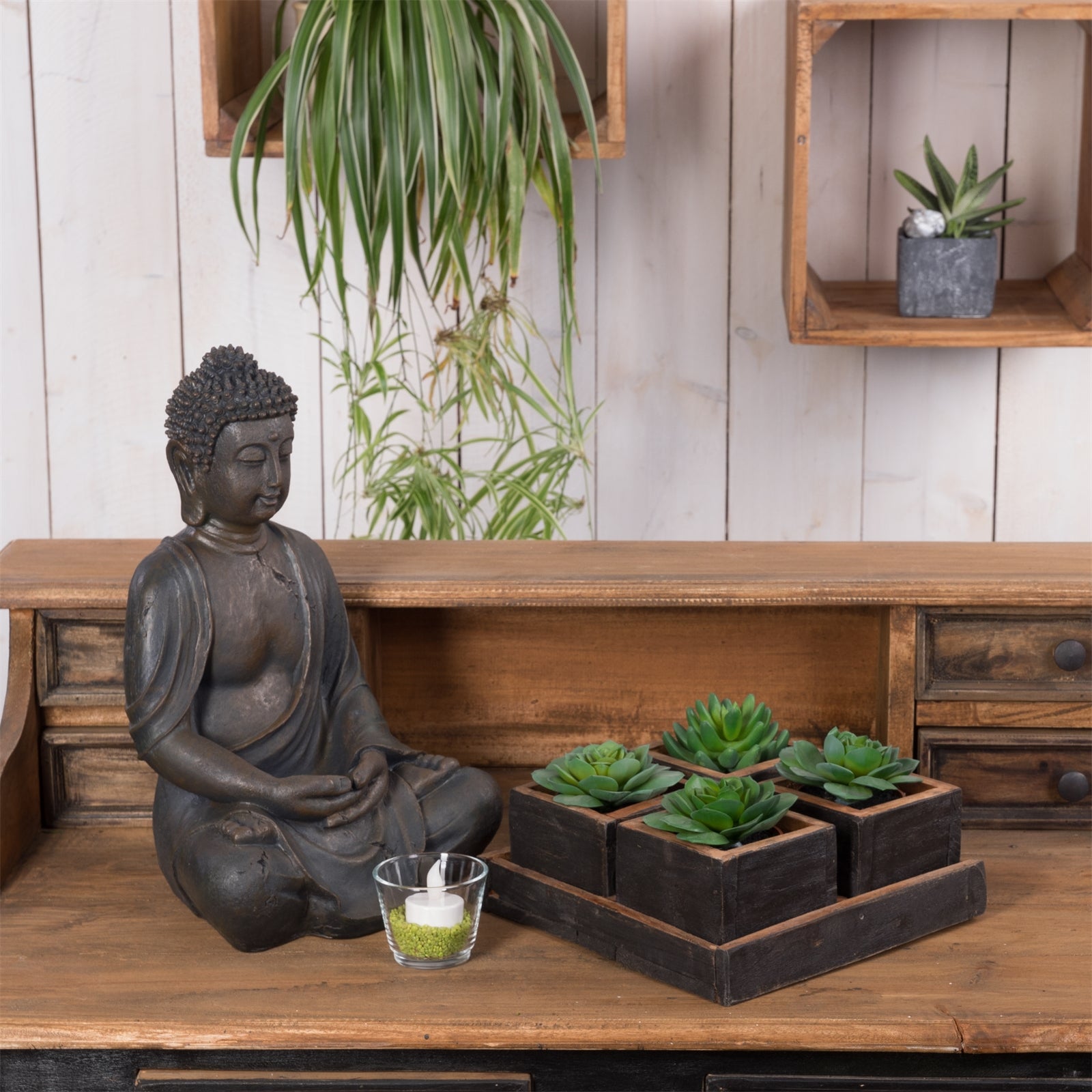 HOLZ AUFBEWAHRUNGSKISTEN "CUBO" | 24x9 cm (BxH), Mahagoni | Kistenset