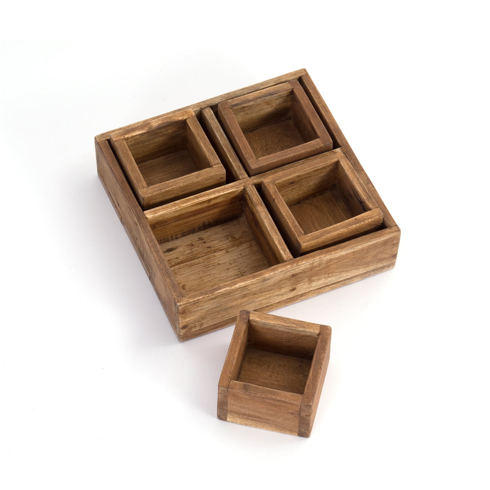 KISTEN SET "CUBO II" | Teak / Mahagoni | erweiterbares Set