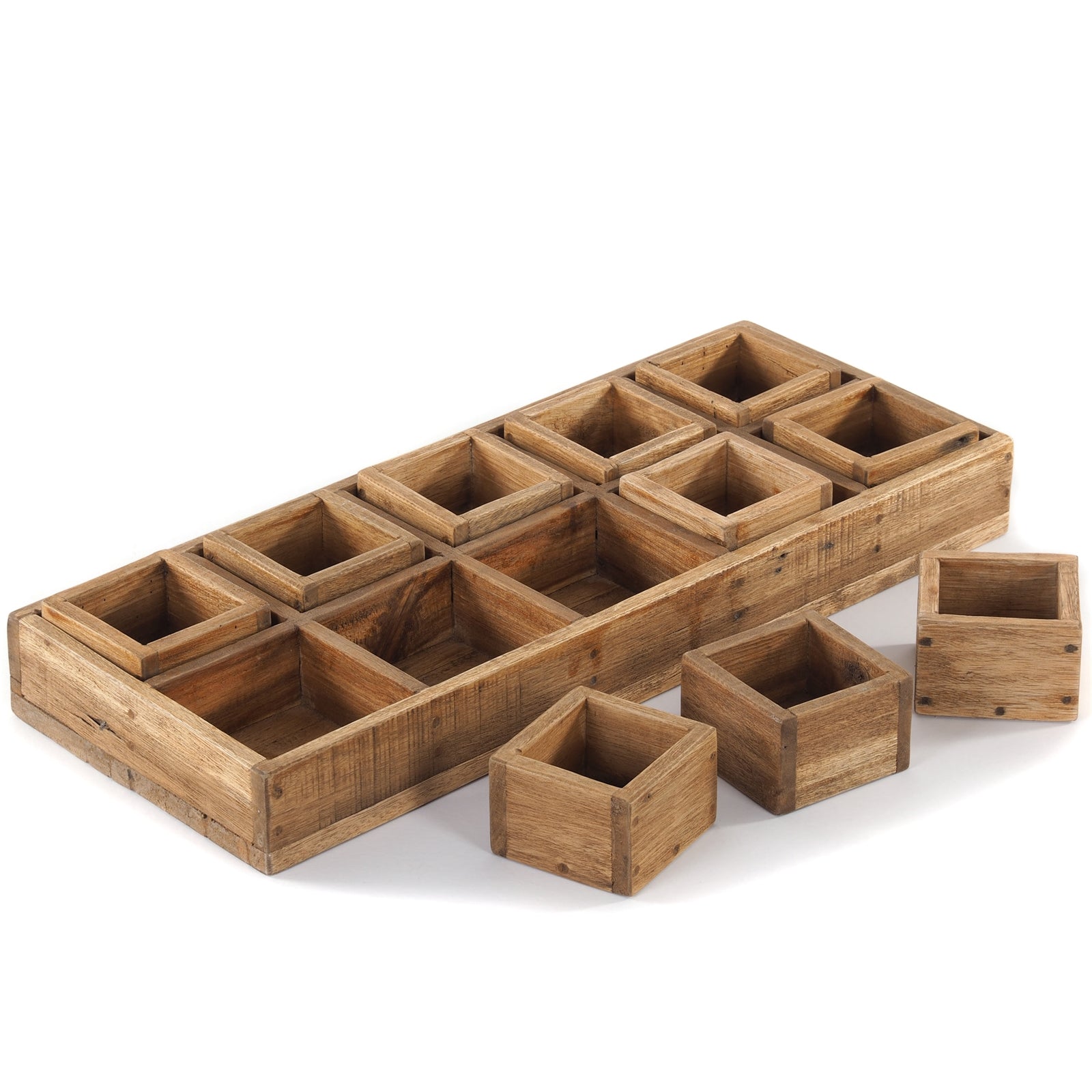 KISTEN SET "CUBO II" | Teak / Mahagoni | erweiterbares Set