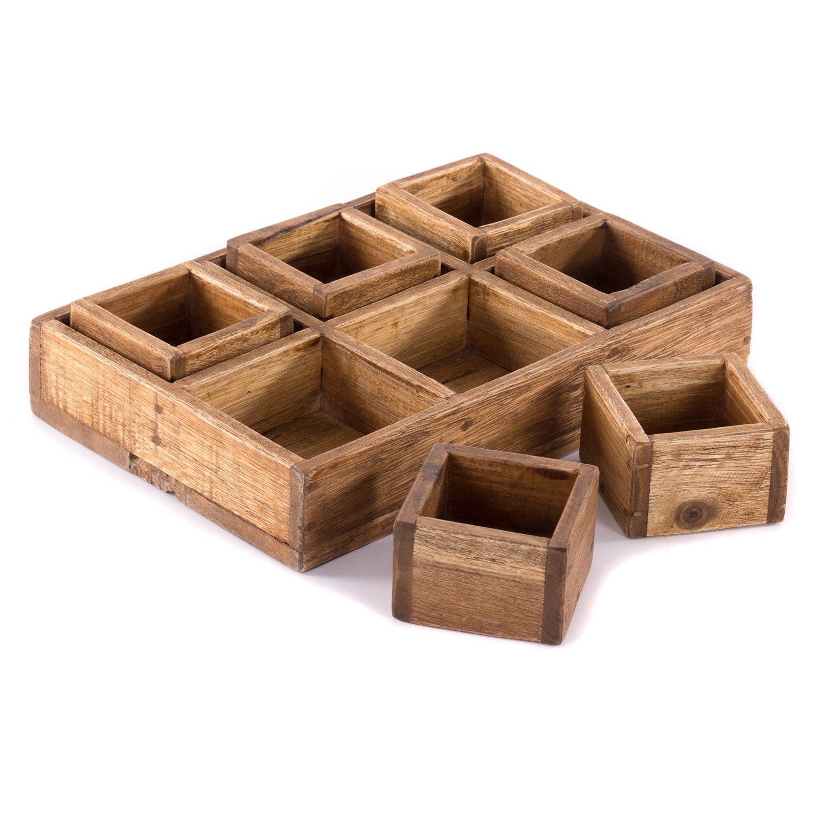 KISTEN SET "CUBO II" | Teak / Mahagoni | erweiterbares Set