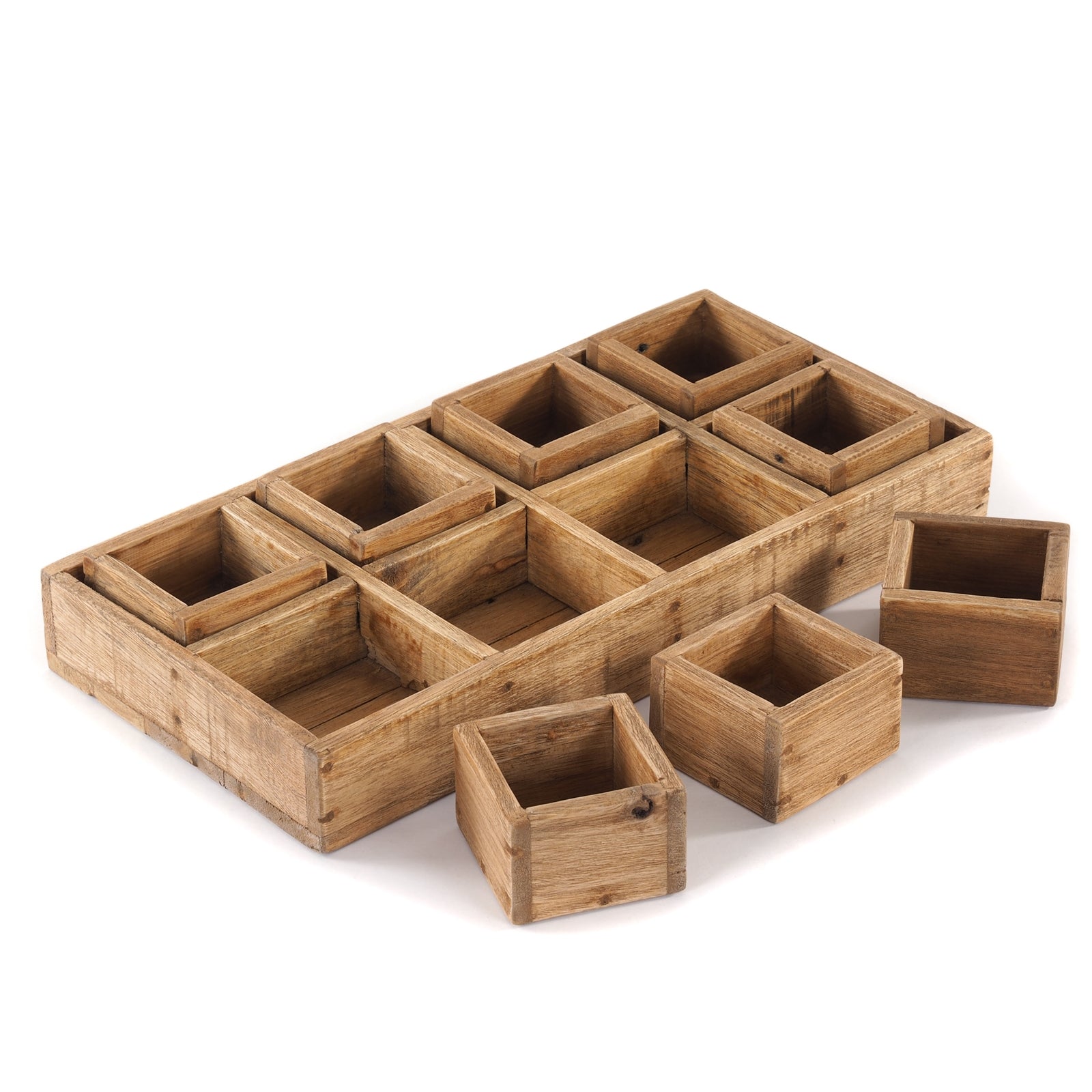 KISTEN SET "CUBO II" | Teak / Mahagoni | erweiterbares Set