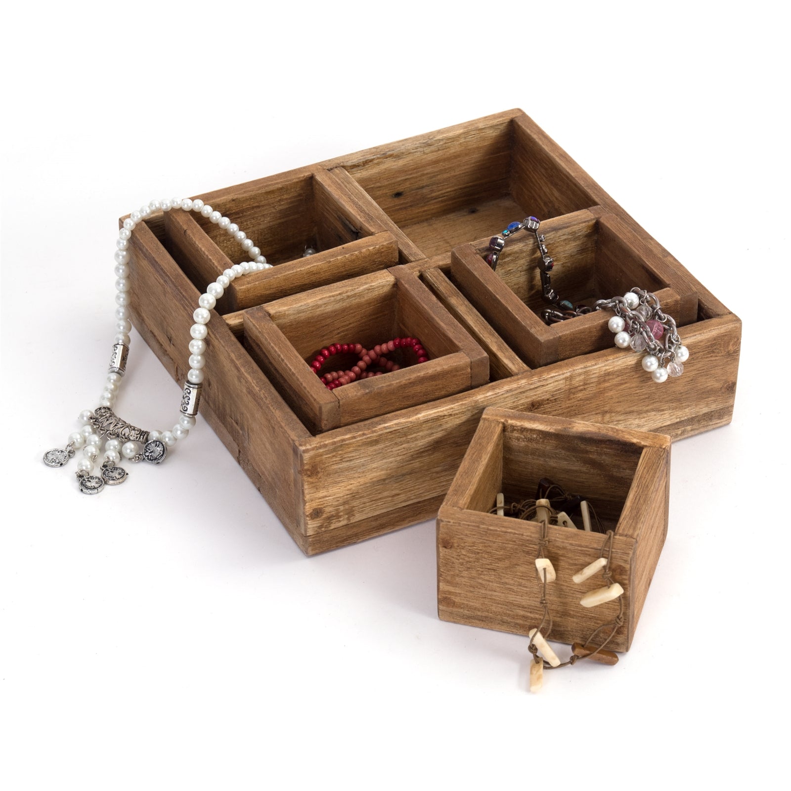 KISTEN SET "CUBO II" | Teak / Mahagoni | erweiterbares Set