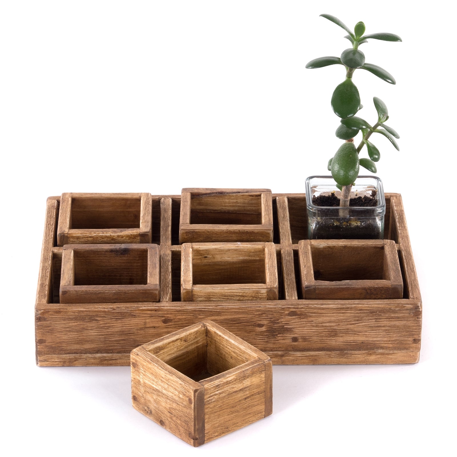 KISTEN SET "CUBO II" | Teak / Mahagoni | erweiterbares Set