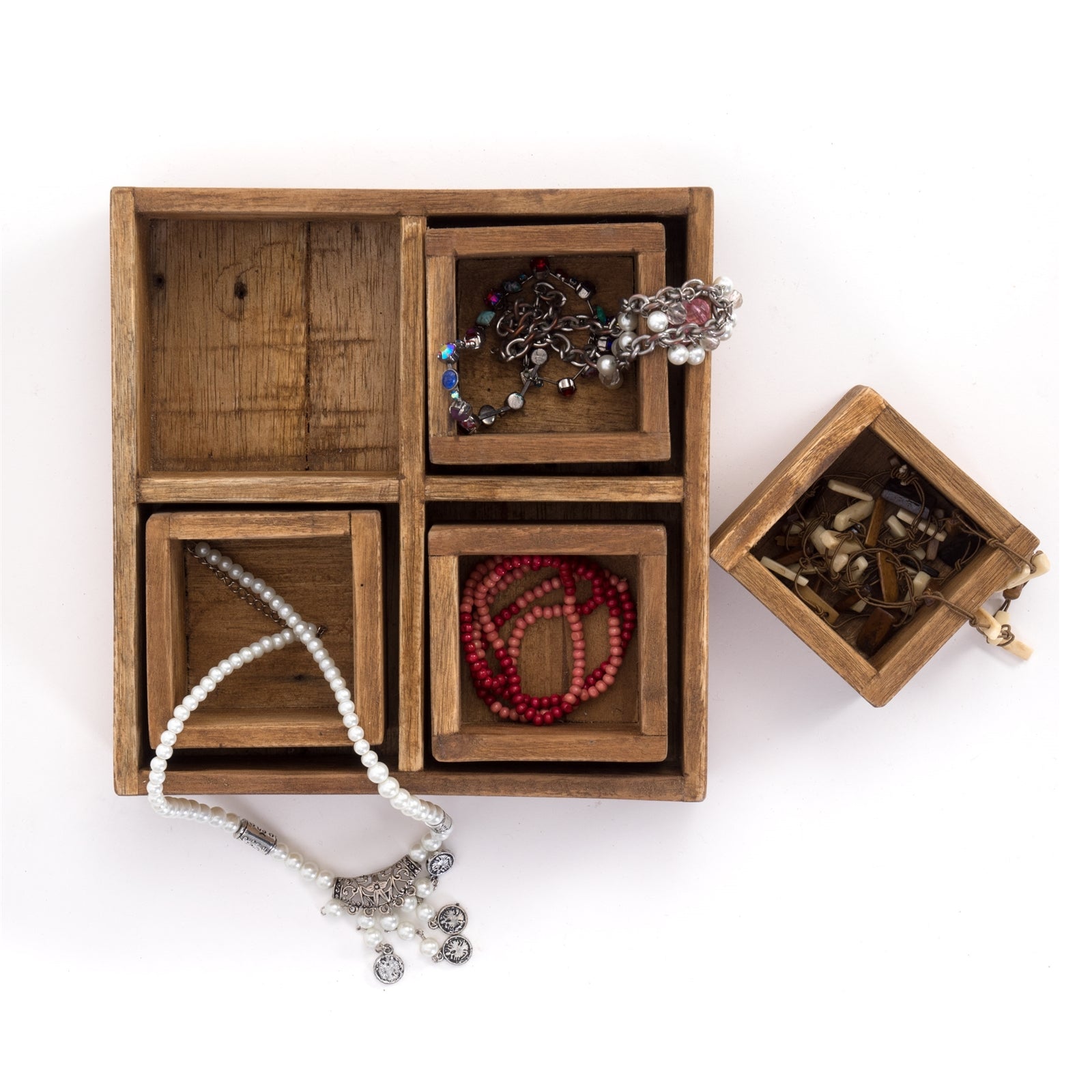 KISTEN SET "CUBO II" | Teak / Mahagoni | erweiterbares Set