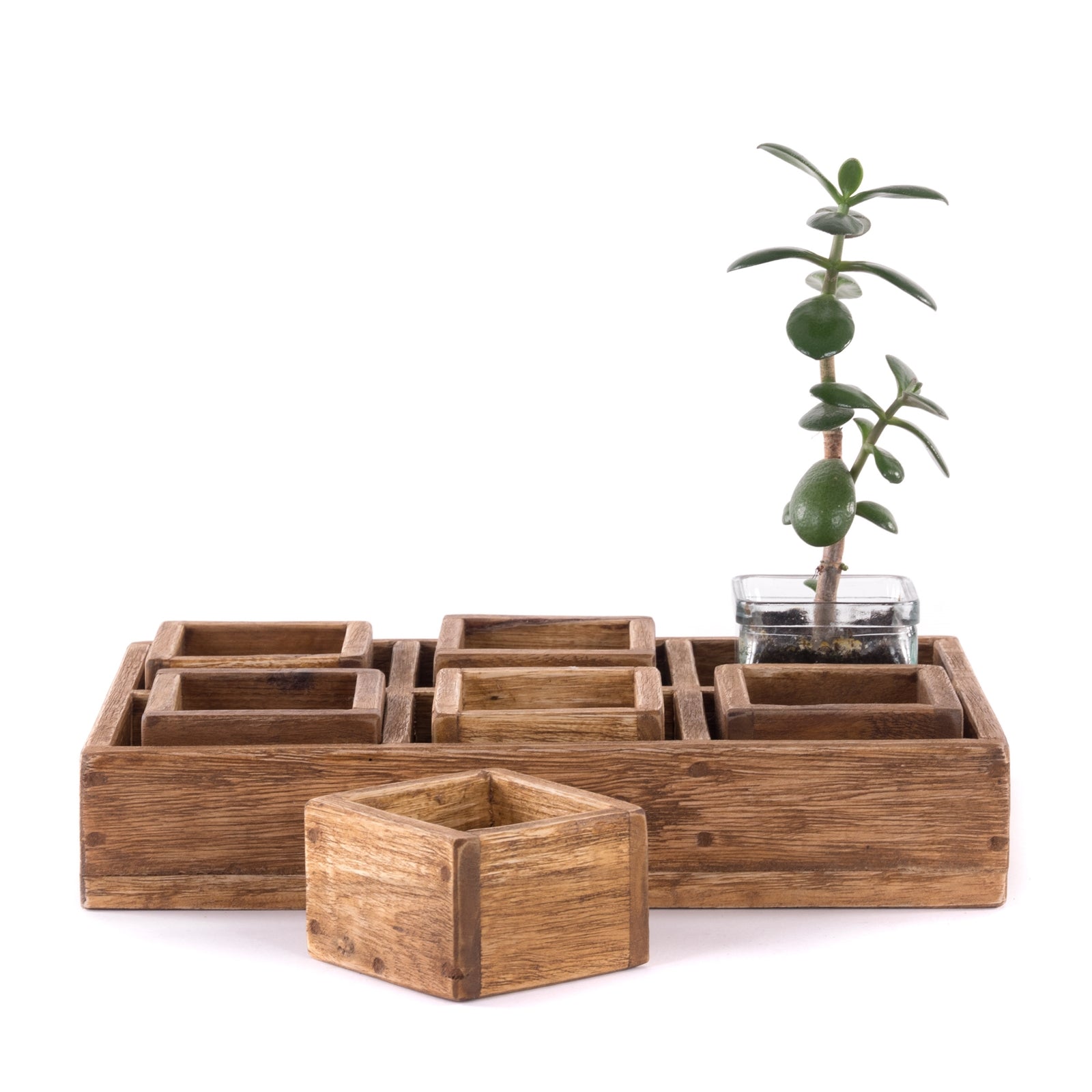 KISTEN SET "CUBO II" | Teak / Mahagoni | erweiterbares Set