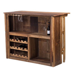 BARSCHRANK "ARUBA" | 140x110 cm (BxH) | Holz Minibar mit 2 Hockern