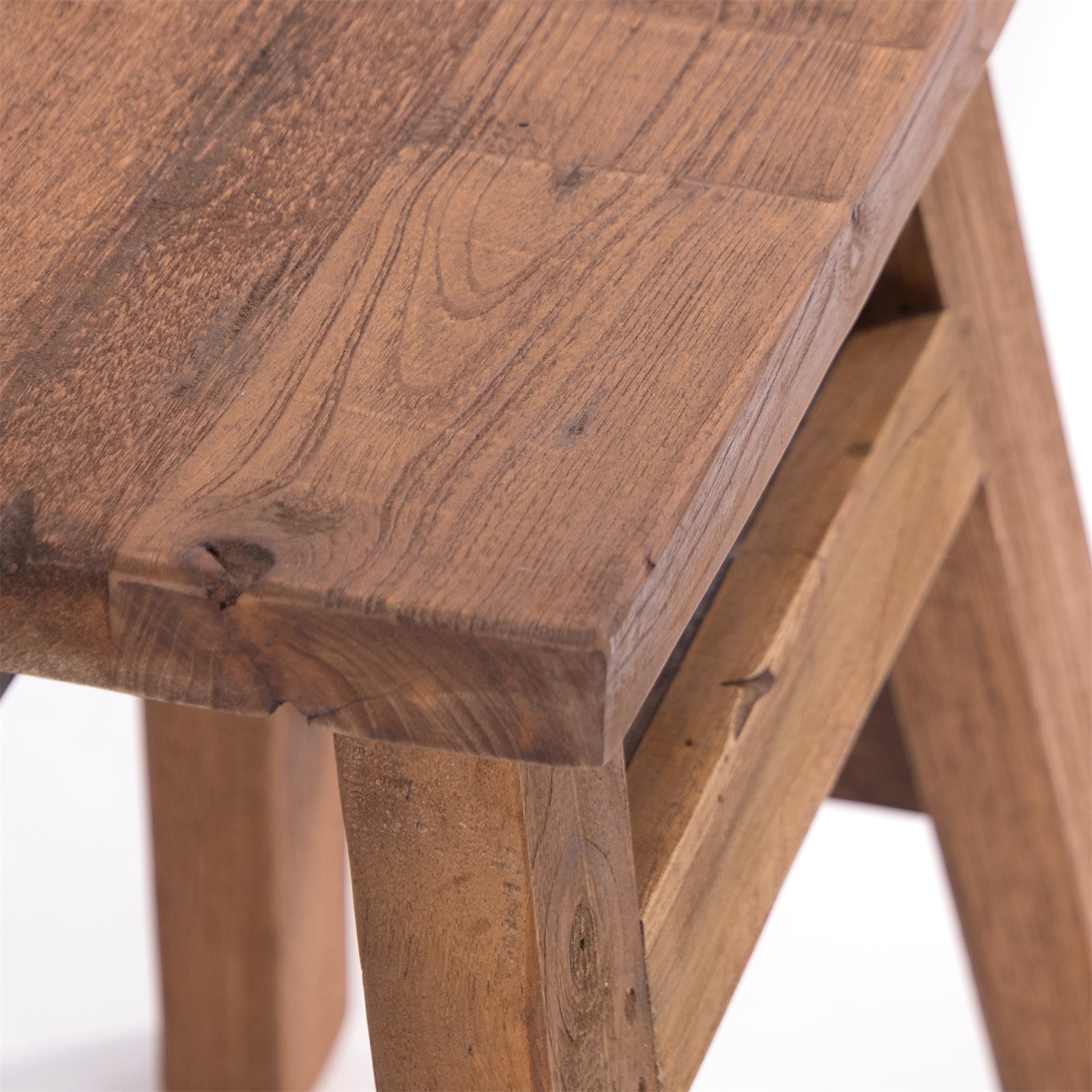 HOLZ HOCKER "NOAH" | 50 cm, Teak & Mahagoni | Sitzhocker