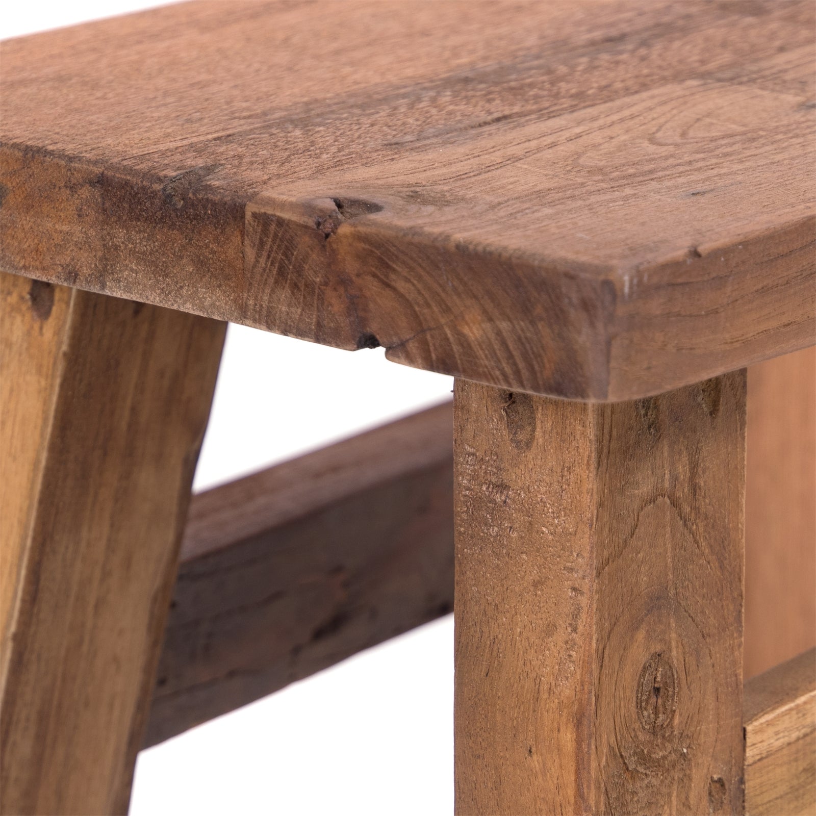 HOLZ HOCKER "NOAH" | 50 cm, Teak & Mahagoni | Sitzhocker