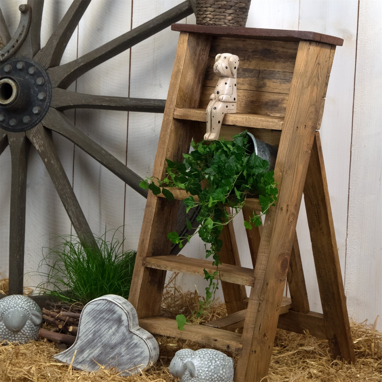 PFLANZENREGAL "FLORES" | Mahagoni & Teak, 80 cm | Blumenleiter