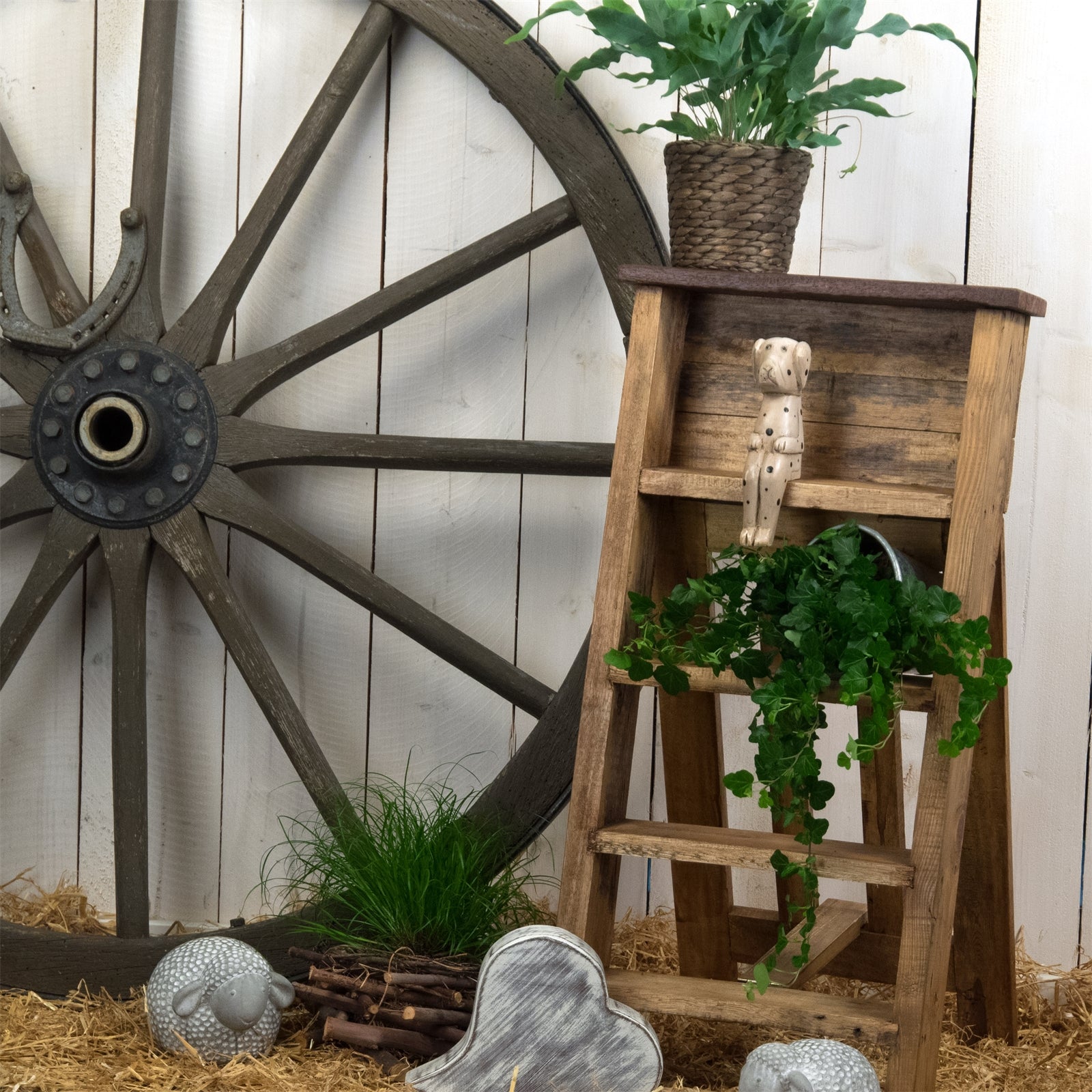 PFLANZENREGAL "FLORES" | Mahagoni & Teak, 80 cm | Blumenleiter