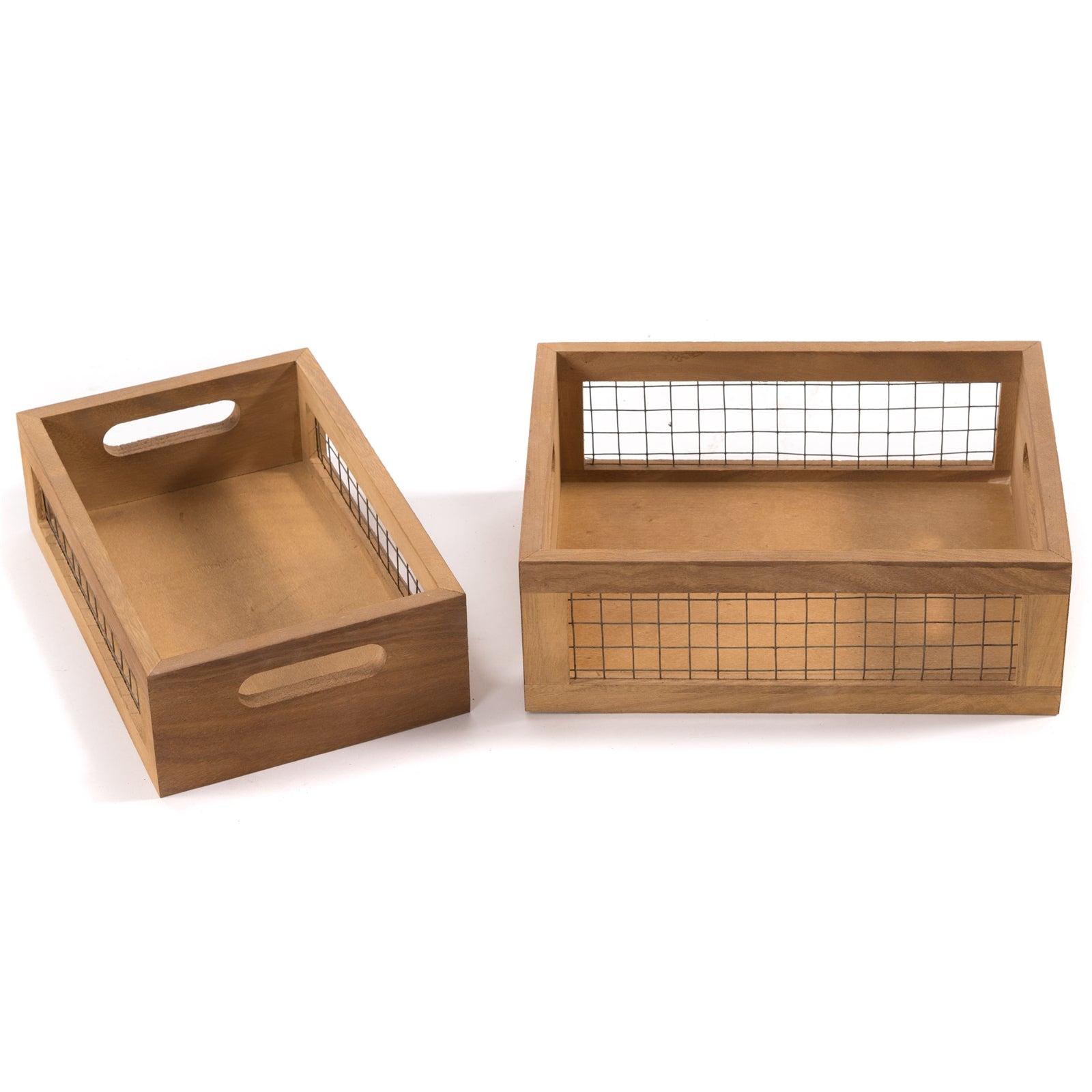 KISTENSET "COMO" | 2-teilig, mit Gitter | Holz Aufbewahrungskisten