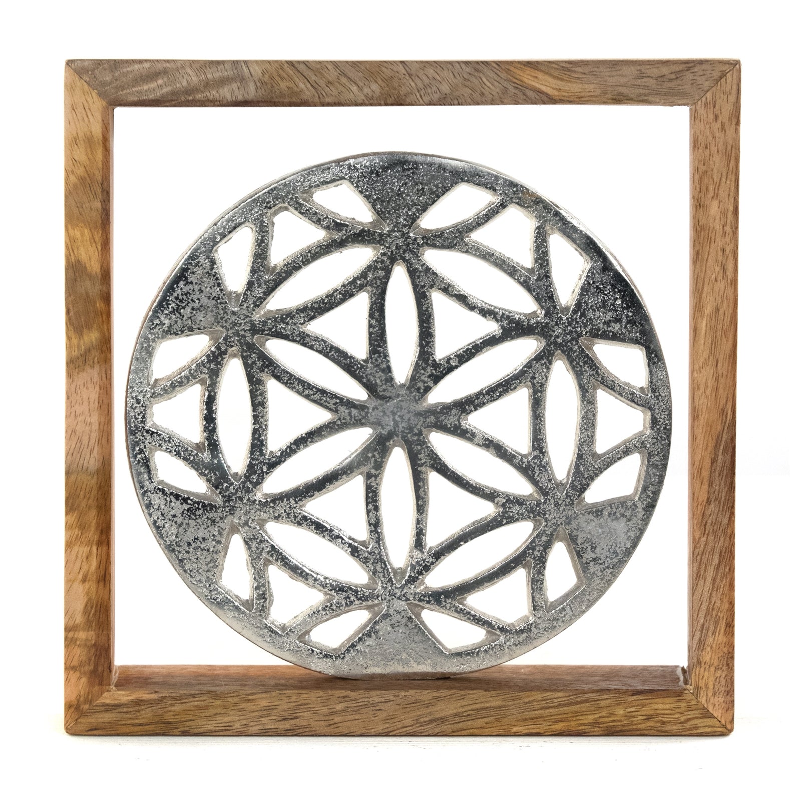 METALL WANDBILD | 20 cm, Metall, Mangoholz | Wanddeko