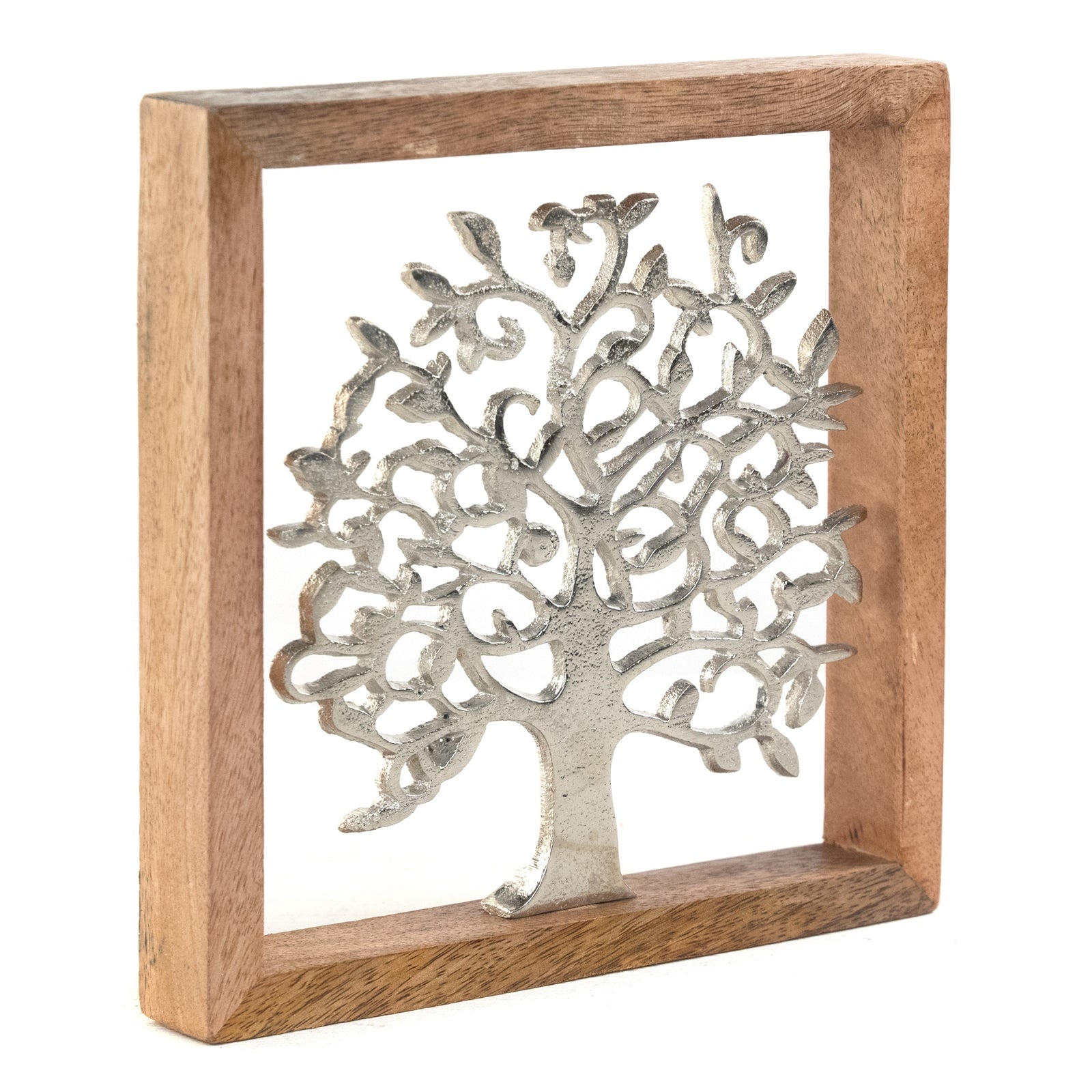 METALL WANDBILD | 20 cm, Metall, Mangoholz | Wanddeko