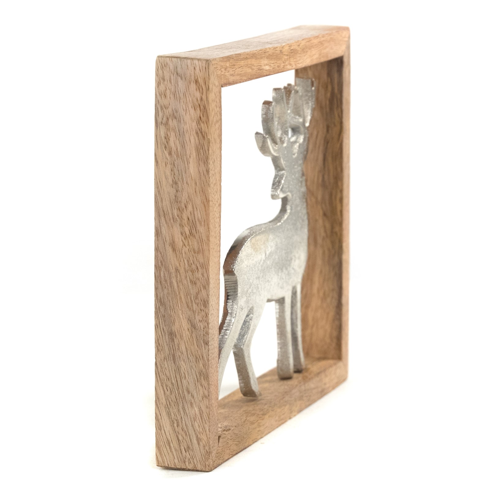 METALL WANDBILD | 20 cm, Metall, Mangoholz | Wanddeko