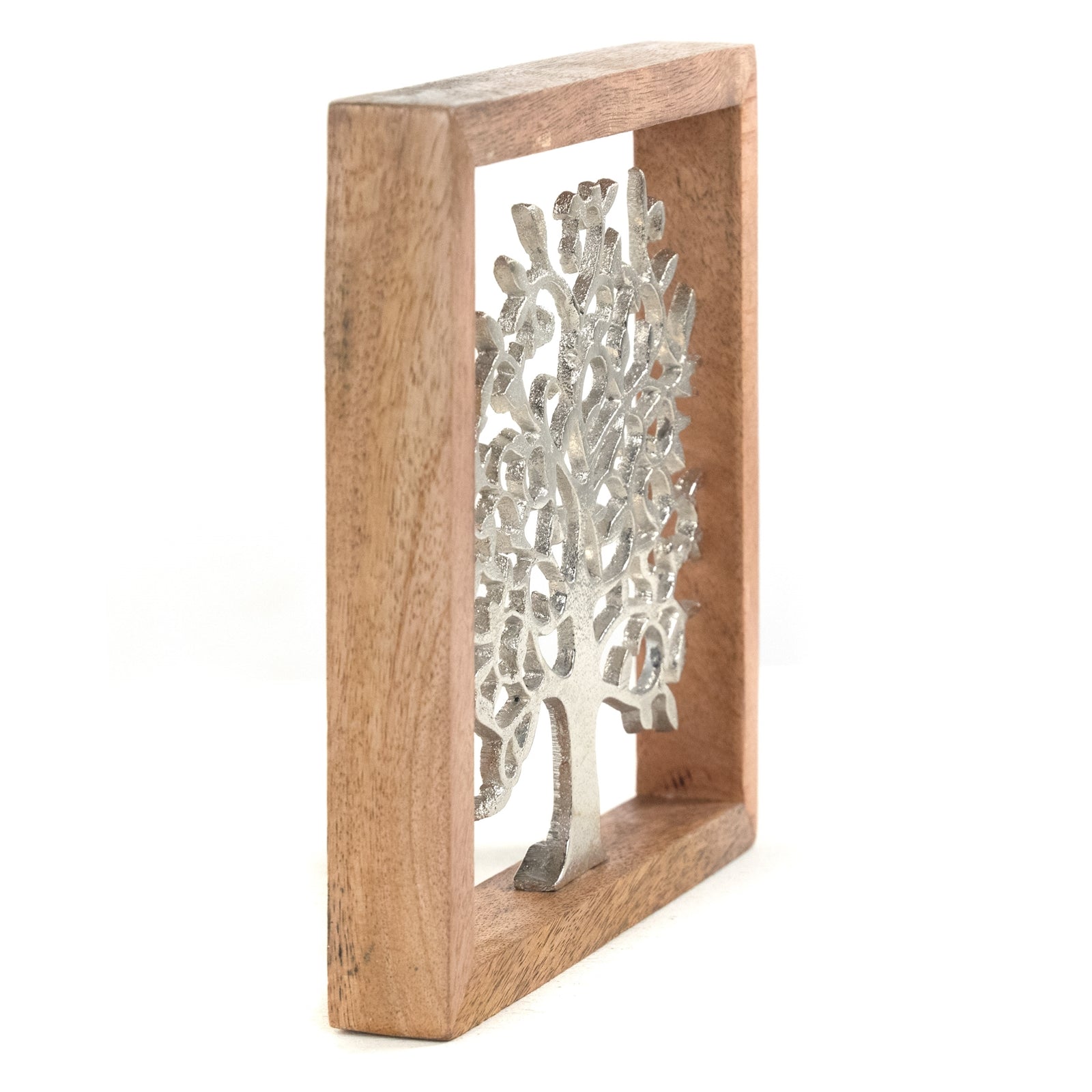 METALL WANDBILD | 20 cm, Metall, Mangoholz | Wanddeko