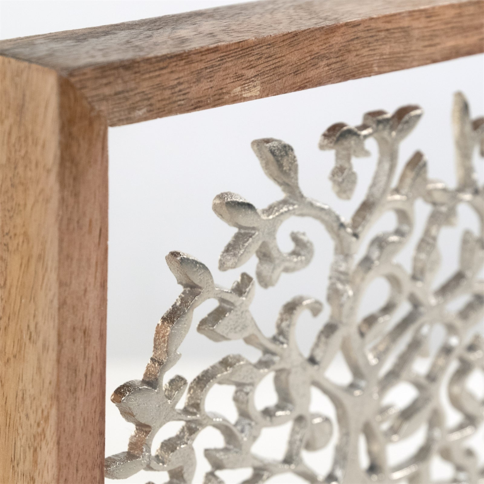 METALL WANDBILD | 20 cm, Metall, Mangoholz | Wanddeko