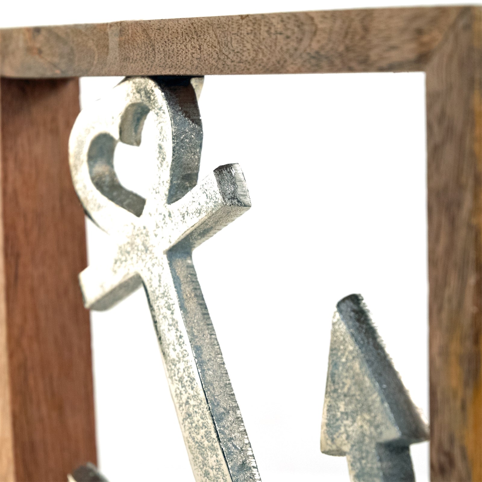 METALL WANDBILD | 20 cm, Metall, Mangoholz | Wanddeko